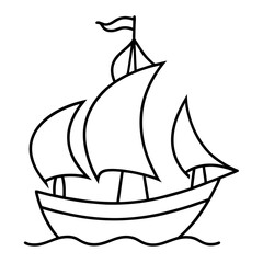 Pirate Ship Line Art Drawing