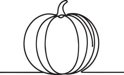 Pumpkin continuous line art drawing black vector