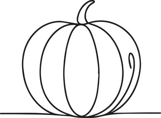 Pumpkin continuous line art drawing black vector