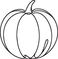 Pumpkin continuous line art drawing black vector