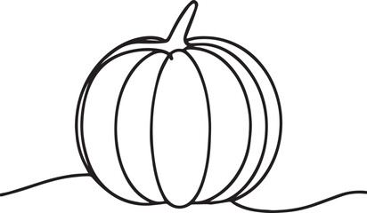 Pumpkin continuous line art drawing black vector