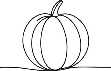 Pumpkin continuous line art drawing black vector