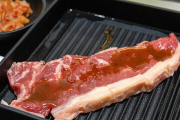 Meat for grilled meat on a plate