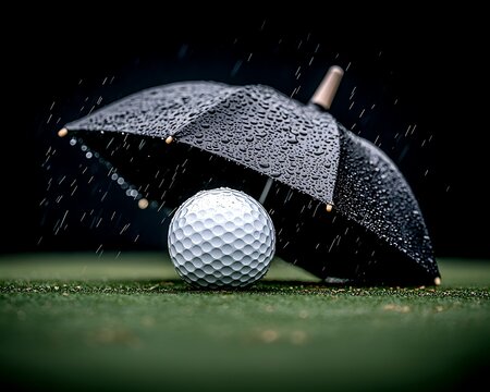 Golf ball rain umbrella protection.