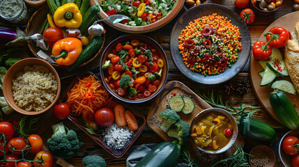 Fototapeta premium Assortment of Vibrant, Nutritious Vegan Recipes Perfect for a Healthy Lifestyle