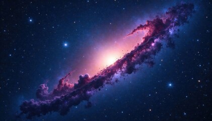 Fototapeta premium Dark nebulae against a starry night sky with bright stars and a distant galaxy , nebulas, space, galaxies