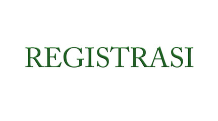 REGISTRASI Text Graphic, Bold Green Letters on White, Isolated Vector for Signage