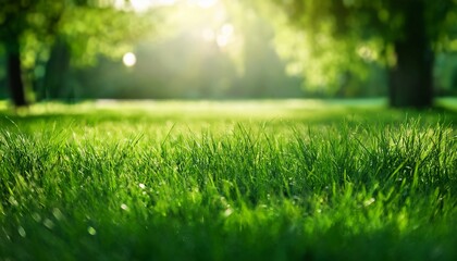 Fototapeta premium field of green grass with ray of light 