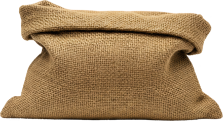 Rustic brown burlap sack empty sackcloth bag texture isolated transparent background