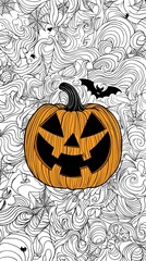 Fototapeta premium Halloween Pumpkin with Swirl Background.