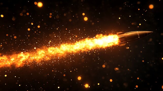 불꽃을 내뿜으며 날아가는 탄환 AI 생성