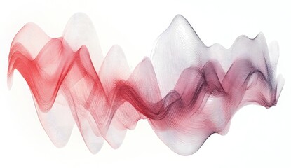 Obraz premium Abstract flowing wave design in red and grey tones. Soft, translucent wavy lines create a dynamic visual effect
