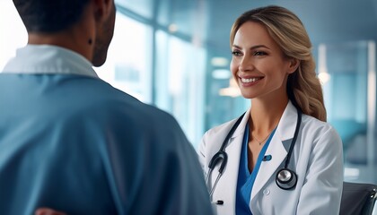 A doctor at hospital, discuss with other