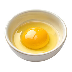 Broken egg with yolk on white background