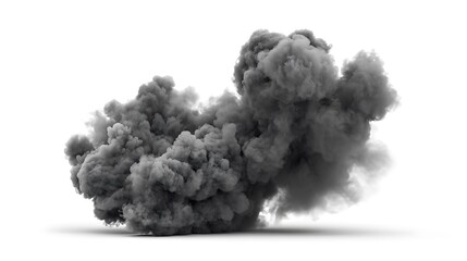 흰색 배경 위에 피어오르는 짙은 검은 연기, AI 생성