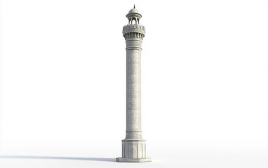 Fototapeta premium A Symbol of Devotion The Minaret Standing Tall Isolated On White Background.