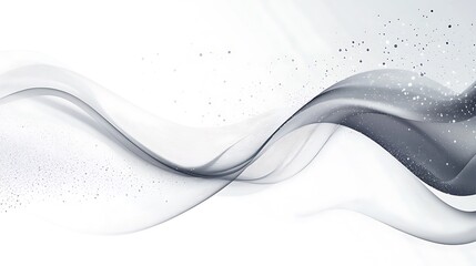 Abstract white futuristic background. Big data visualization. A digital dynamic wave of particles. wave 3D rendering. 3D Rendering Big data black wave on a white background