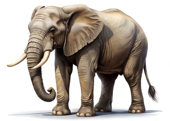 Fototapeta premium Majestic Elephant Portrait: Witness the grandeur of a single, imposing elephant standing tall, its weathered hide and formidable tusks telling tales of the African savannah.