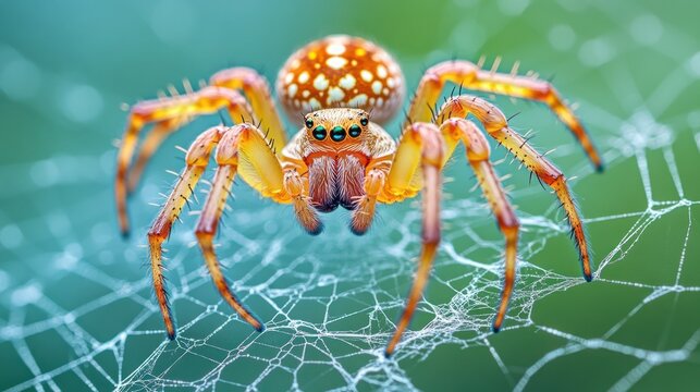 Ornate spider on intricate web