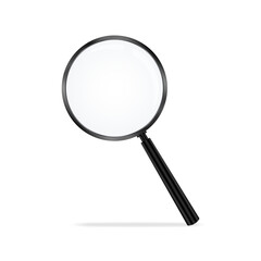Realistic black magnifying glass vector illustration. Perfect for search, inspection, analysis, research, investigation, and digital design projects.
