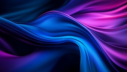 Obraz premium Shiny matte abstract Holographic purple green fluid iridescent reflective neon curved wave cloth in motion background. 3d render. Gradient design element for banners, wallpaper, posters