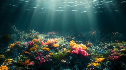 Fototapeta premium Coral reef devastated by oil spill showcasing the impact of pollution on marine ecosystems