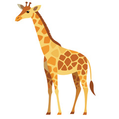 Obraz premium Cute Cartoon Giraffe Vector Illustration Standing Tall, Isolated on White Background, Ideal for Children's Books, Safari Themes, and Animal Learning
