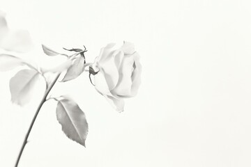 Black and white close up of a delicate rose, capturing its intricate petals and soft texture, symbolizing beauty, love, and nature s elegance