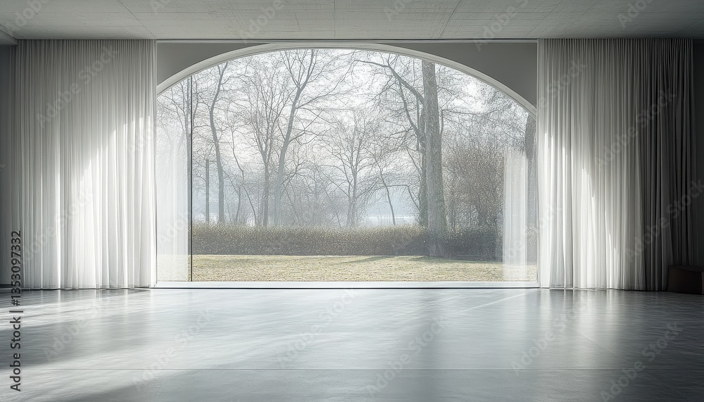 Poster soft morning light filters through sheer curtains in a cozy bedroom with plants and a neatly made be