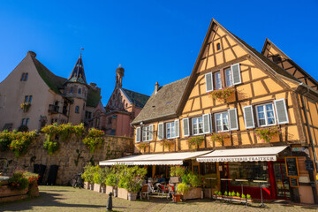 Eguisheim is a medieval village in France’s Alsace wine region, France