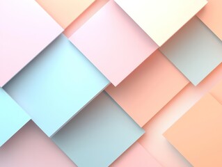 Obraz premium A gentle abstract background with overlapping squares in pastel tones of soft pink, powder blue, and light orange