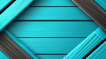 Obraz premium Aqua Blue and Dark Grey Geometric Wood Panel Design