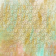 Floral geometric patterns, seamless paper and mosaic fabric