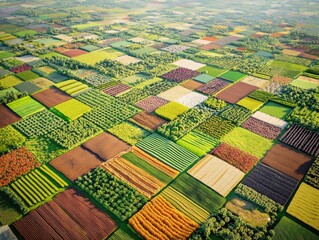 Aerial View of Diverse Farmland Patches.
