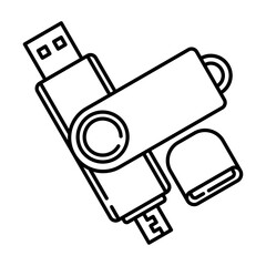 flashdisk outline illustration. flashdisk black line illustration