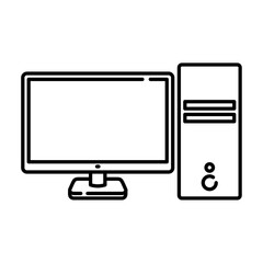 personal computer outline illustration. computer black line illustration
