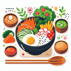 bibimbap, asian, cuisine, meal, healthy, delicious, food, rice, gourmet, korean food, vegetable, cooking, dinner, fresh, colorful, bowl, lunch, traditional, dish, egg, beef, spicy, korean, carrot, mea