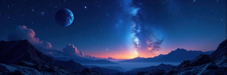 Starry Night Sky with Twinkling Stars and Planets , galaxies stars, night sky, space