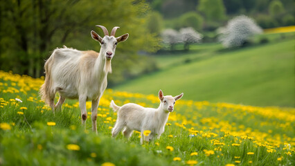 Obraz premium goat on the meadow