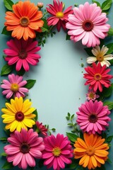 Fototapeta premium Vibrant flowers arranged in a collage style composition, vibrant, pop art