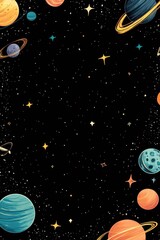 Fototapeta premium Colorful planets and stars floating in a dark expanse of space