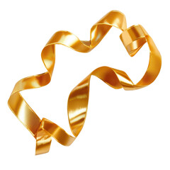 Elegant gold curly ribbon on a white background for creative gift wrapping ideas, Gold curly ribbon for gift box, white background