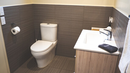 Bathroom modern interior sink tap toilet white clean detail hotel room house