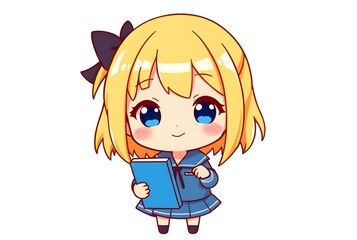 cute chibi school kids.adorable school children illustration.
cartoon students reading books.happy children in school uniform.education cartoon characters
