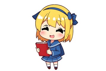 cute chibi school kids.adorable school children illustration.
cartoon students reading books.happy children in school uniform.education cartoon characters

