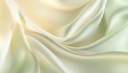Obraz premium A smooth ivory satin background, with elegant pale green and soft beige abstract shapes
