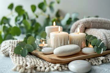 spa scene with white stones