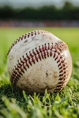 Baseball on Grass Field.