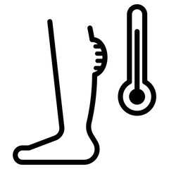 다리 피부 염증과 체온계 아이콘
