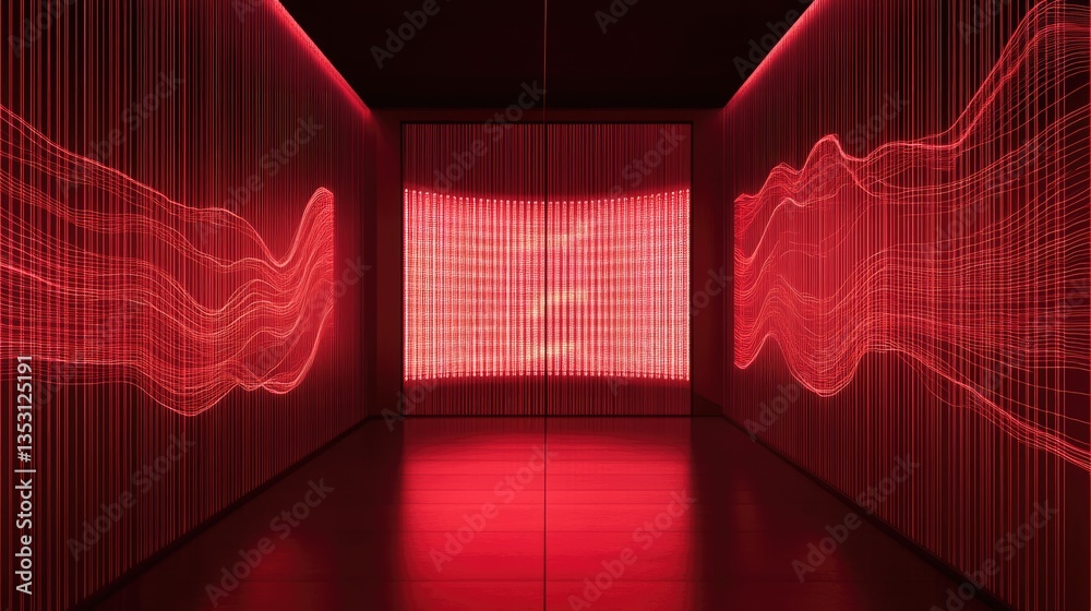 Poster a futuristic ai-powered sound analysis system with glowing waveforms in a digital grid.